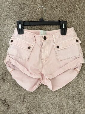 One Teaspoon Pale Pink Cargo Denim Shorts